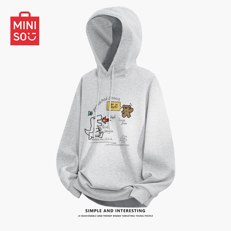 MINISO Men's 330g Heavyweight Printed Hooded Sweatshirt