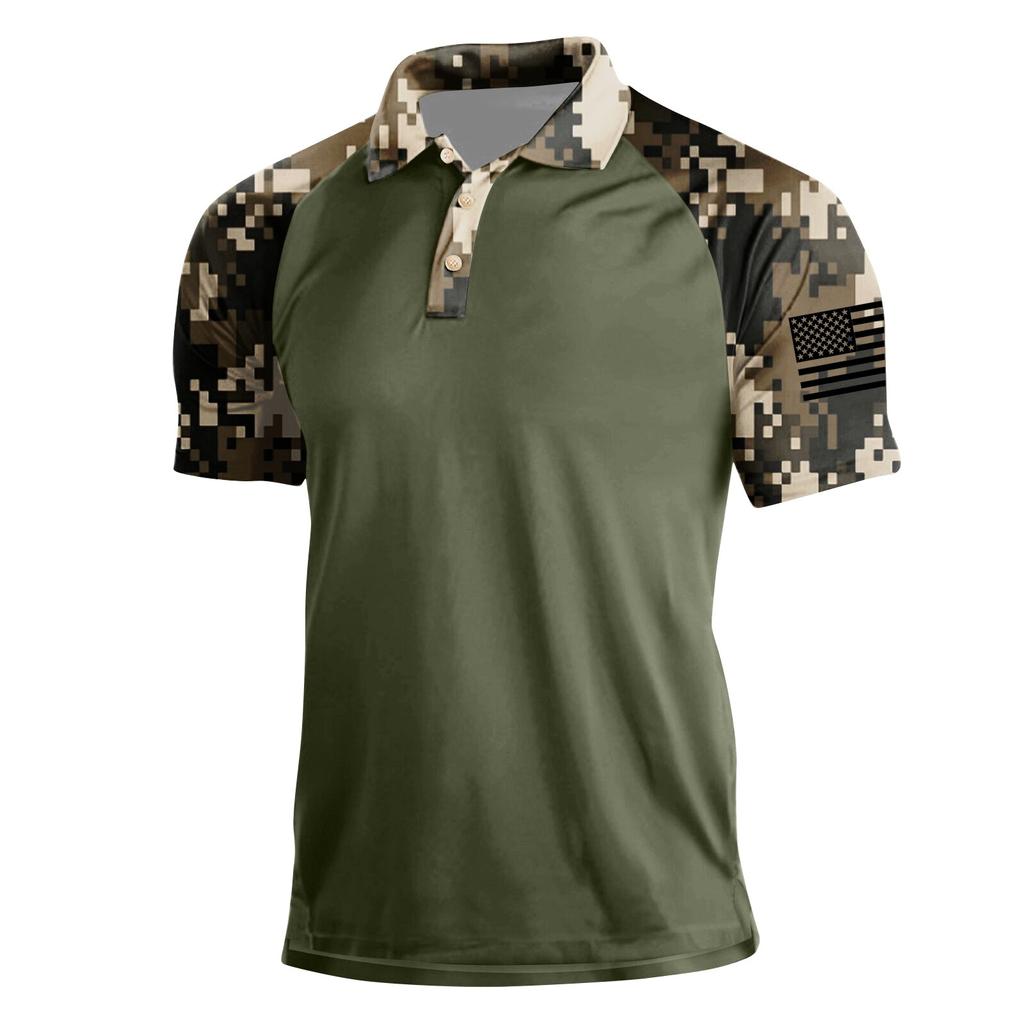 Camicia da Uomo Estiva Stampata a Maniche Corte con Collo a Revers Moda Casual da Uomo