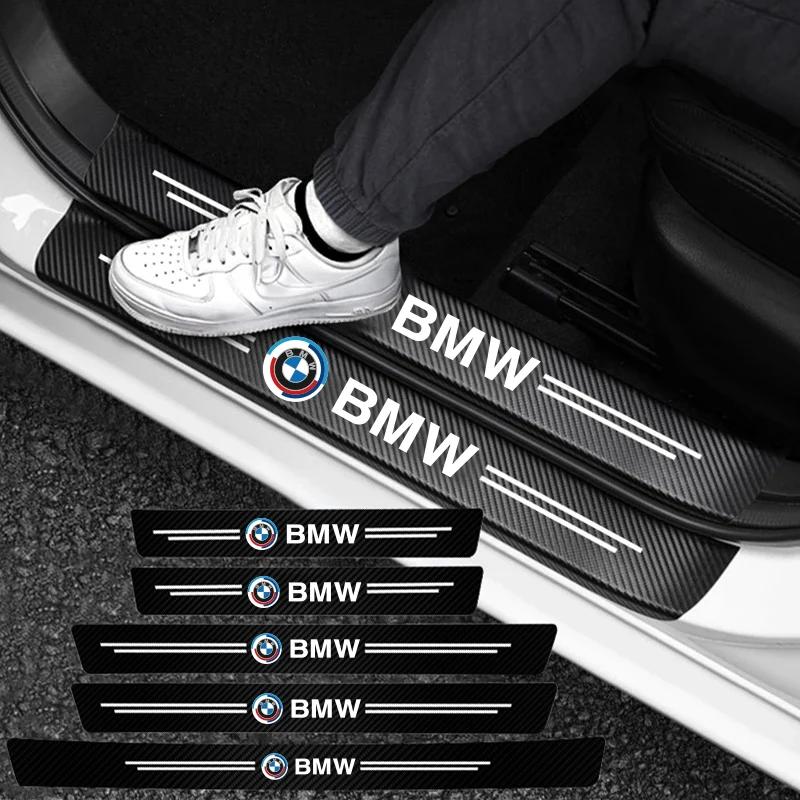 1/4/5Pcs Leather Car Door Sill Protector Carbon Fiber Sill Strip For BMW 50th G07 G06 G02 G01 F48 F39 G42 G26 F01 F02 GT E48 i3 pdcr06