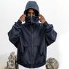 Men's Cross Border New American High Neck Face Protection Hoodie Black Basic Heavy Duty Zipper Cardigan