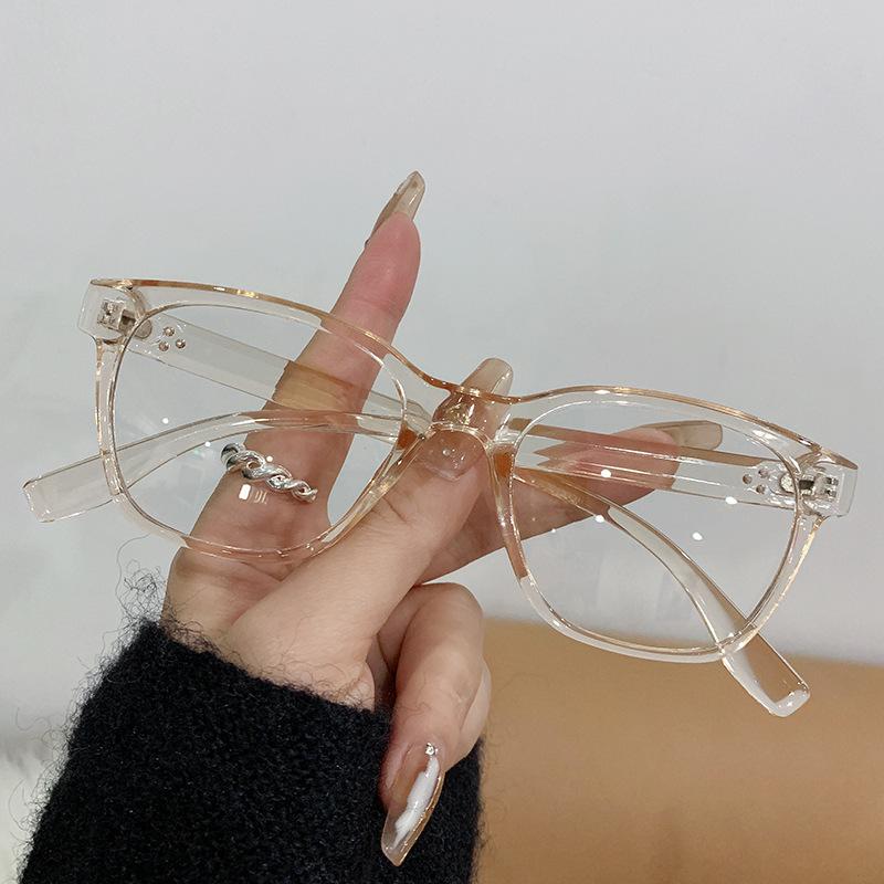No makeup retro anti-blue glasses versatile PC flat glasses new personalized color-changing anti-blue glasses