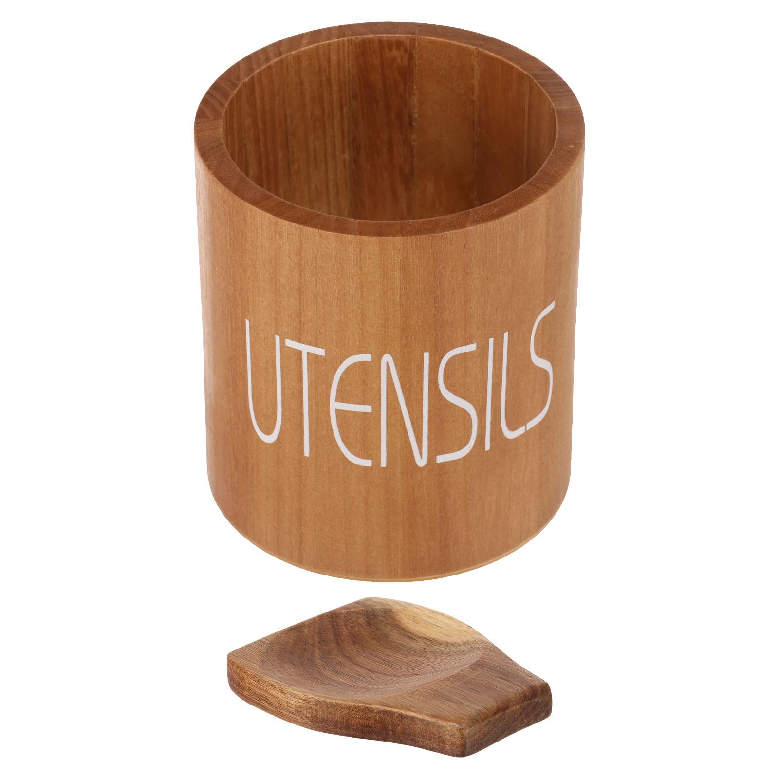 

Деревянная подставка для кухонной утвари с подставкой для ложки, круглое ведро для хранения ножей и вилок, органайзер для столовых приборов и лопаток, коробка для кухонной столешницы