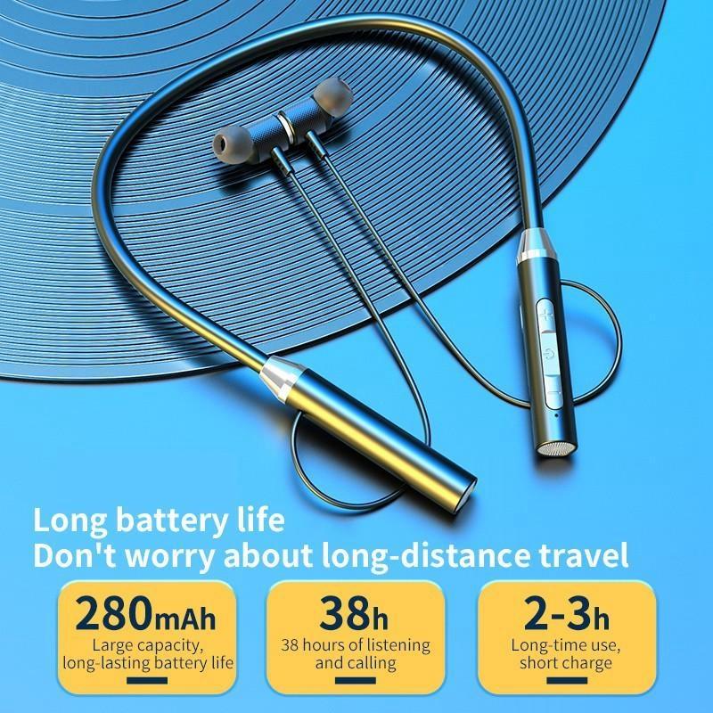 Wasserdichte drahtlose Bluetooth 5.0-Nackenbügel-Ohrhörer Sport Magnetisches Headset Ohrhörer Stereo-Kopfhörer