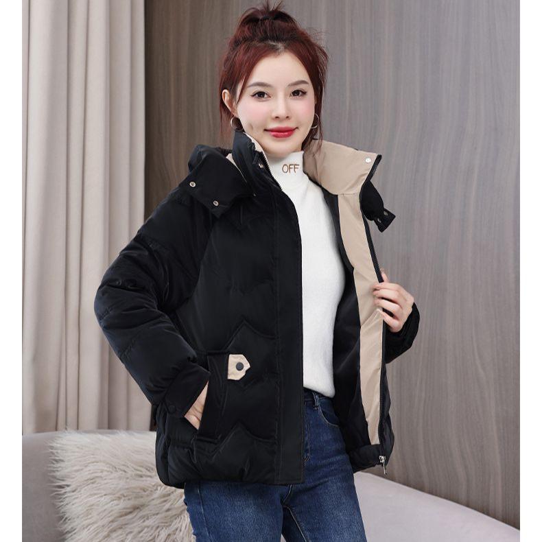 Winter Thickened Short Bread Coat Women's Hooded  Jacket with Cotton Padding Outwear