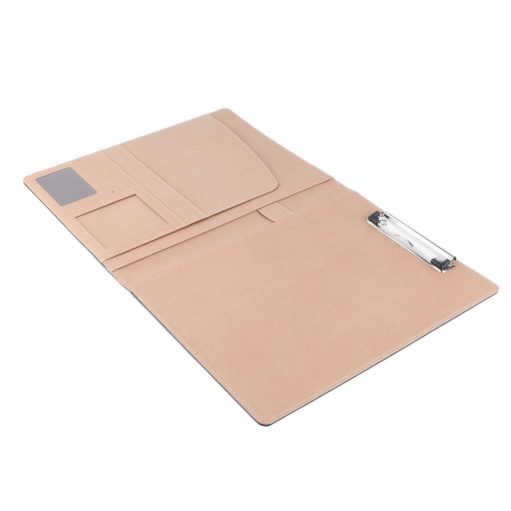 Multifunctional A4 PU Business Document Conference Folder Organizer Case W Card Slots Black