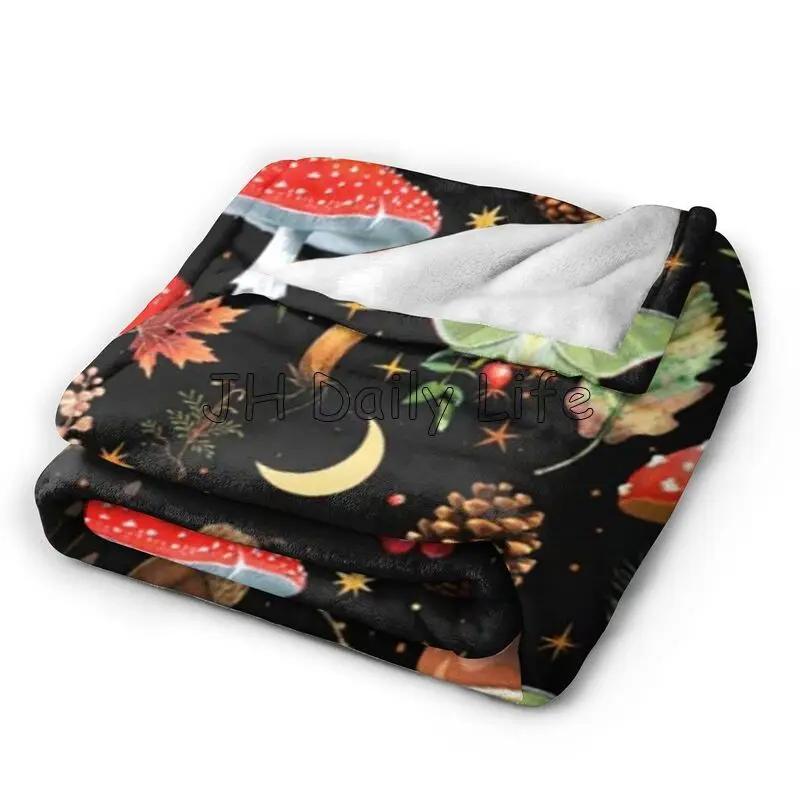 Mushroom Butterfly Flower Throw Blanket for Bed Living Room Sofa Couch Soft Warm Lightweight Cozy Plush Blankets Mushroom Decor