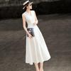 Elegant Lyocell V-Neck Sleeveless A-Line Dress