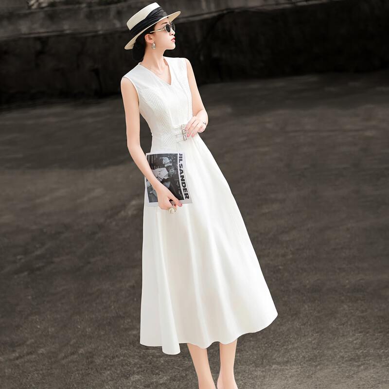 Elegant Lyocell V-Neck Sleeveless A-Line Dress