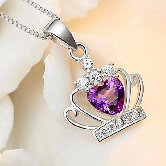 Queen's Arrival Crown Pendant Crystal Necklace - Silver Korean Fashion Jewelry