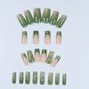 24pcs Emerald Green Medium Coffin Shaped Fake Nails - Golden Glitter Decoration Nails for Mother Women Gift Detachable Fake Nails