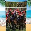 1pc Beach Towel, Horses and Jockeys in a Thrilling Race, Perfect for Beach, Surfing, Swimming, Camping, Machine Washable, Ideal