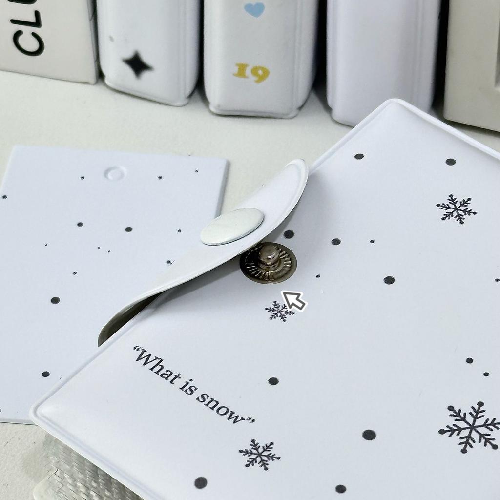 3-Inch Card Album Photo Storage White Snowflake Design Card Holder Card Organizer Fan Card Case Celebrity Card Holder