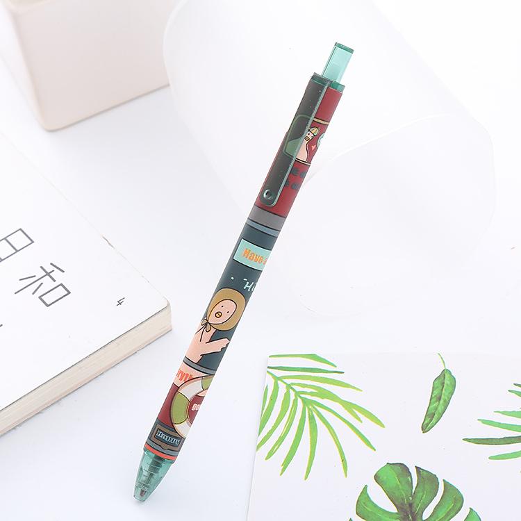 6pcs Cartoon Cute Creative Student Press Black Ink Neutral Pen Business Signature Pen Stationery Office Supplies