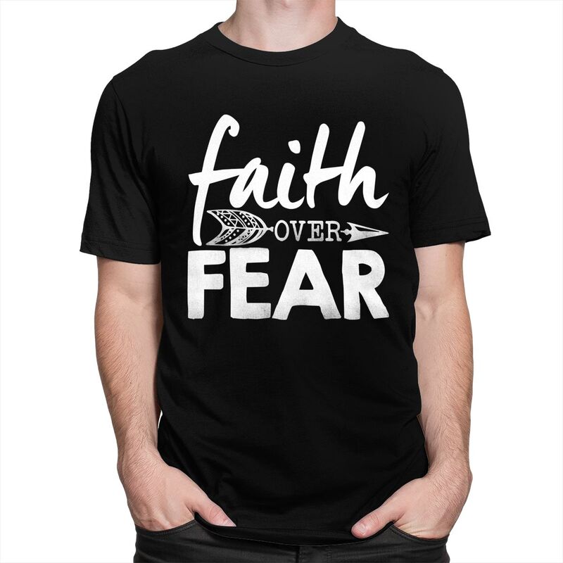 Custom Faith Over Fear Christian Arrow T Shirts Men Pure Cotton Tee Tops Tshirt Tshirt Clothes