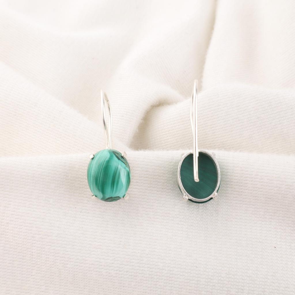 Malachite Gemstone Earrings Jewelry, 925 Solid Sterling Silver Earrings Jewelry, Handmade Artisan Jewelry For Wedding Gift