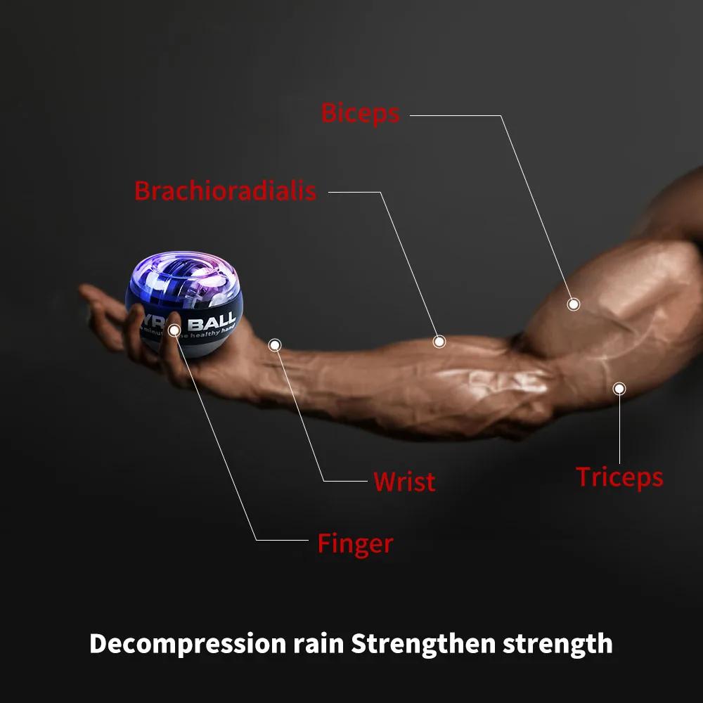 New LED Gyroscopic Powerball Auto Start Range Gyro Power Wrist Ball With Counter Arm Hand Muscle Force Trainer Fitness Equipment