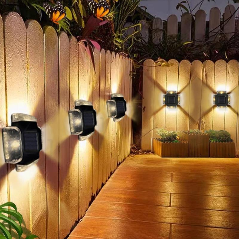 Solar Wall Lamp with Smart Light Control, LED Landscape Lighting for Garden, European Courtyard, Fence  Waterproof Wall Washing Lamp Night Light