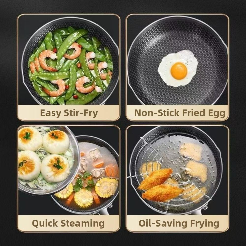 Kitchen Utensils Japanese Style Fryer Pan Versatile Stainless Steel Milk Pot with Lid Silver Saucepan Fries Dried Fish
