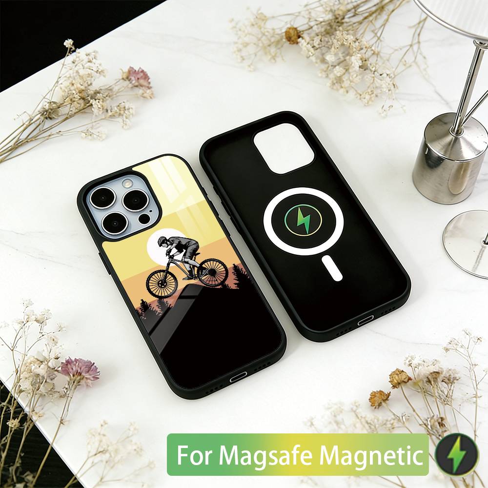 Mountain Bike Bicycle Phone Case For iPhone17,16,15,14,13,12,11 Plus,Pro Magnetic with Magsafe Wireless Charging