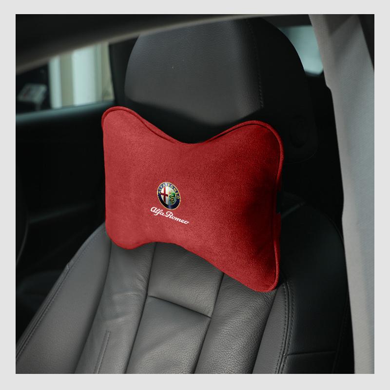 

2026 Hot Sticker 1pc/2pcs Car Headrest Fur Neck Pillow Seat Head Cushion Pillow For Alfa Romeo Giulia Stelvio Giulietta 156 159