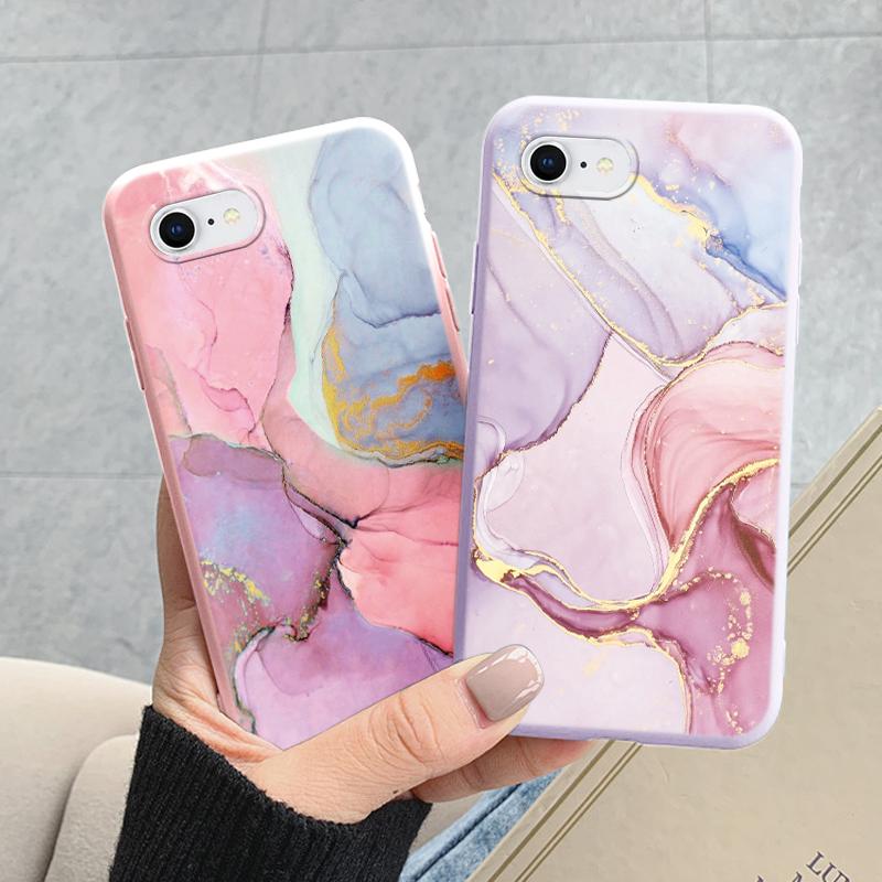 Fashion Marble Cover For iphone SE 2020 7 8 Plus Soft Protective Cases Silicone Coque Bumper Fundas For iphone 8+ SE2020 Shell