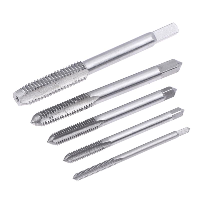 (YY) 5Pcs/Pack 2025 New Bearing Steel Taper Hand Spiral Point Straight Fluted Screw Thread Hand Tap Drill M3/M4/M5/M6/M8