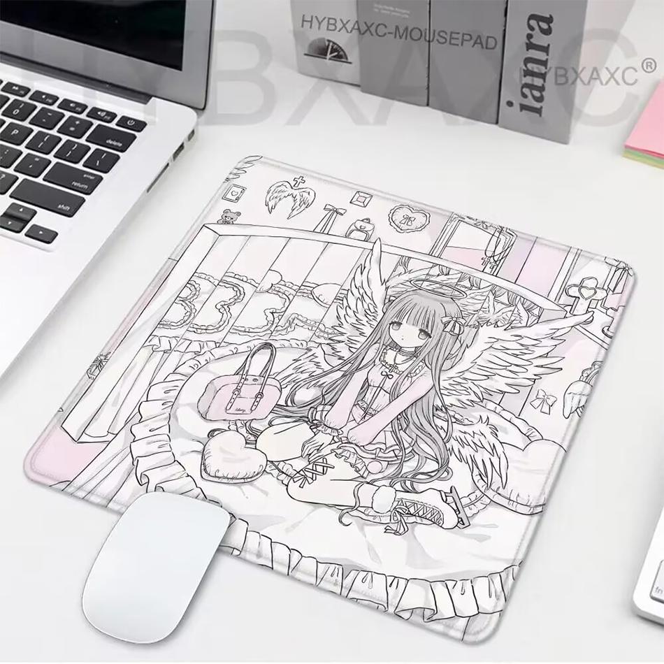 Sleepy Angel Pink Mouse Pad Anime Girl Gaming Keyboard Pads Gaming Accessories Thickened Hd Desk Mat Lock Edge Rubber Mousepad