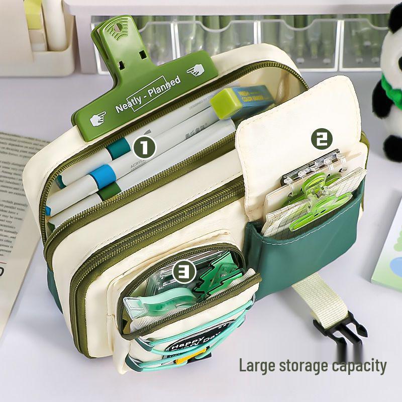 Hardcore Workwear Style Boys' Multifunctional Pencil Case - 2025 New Black Stationery Box for Junior High & High School