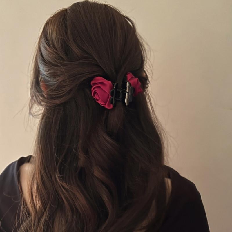 Non-Slip Satin Hair Claw Cute Ponytail Catch Strong Hold Princess Hairpin