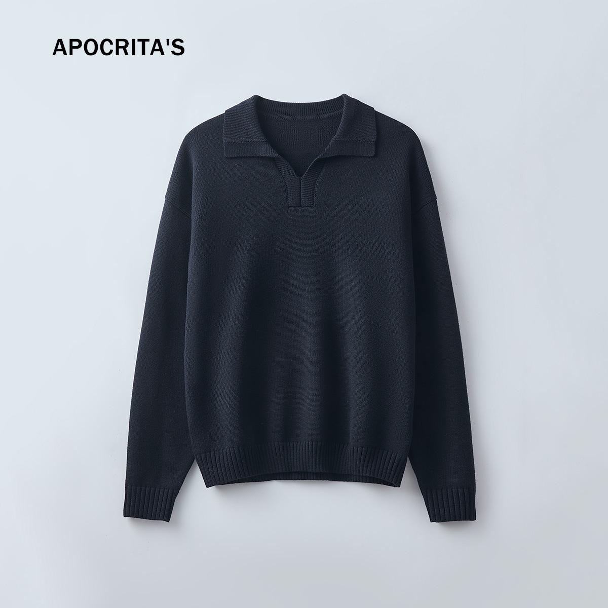 

APO Menswear | Men s Winter Sweater: Thick, Old Money Style, Versatile, Loose Polo Wool Knitwear M
