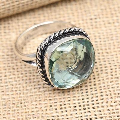 Belle bague en argent sterling 925 faite à la main avec pierres précieuses Aqua Apatite