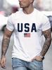 USA' Pattern Print Men's Comfy T-shirt, Graphic Tee Men's Outdoor Clothes, , Tops for Men