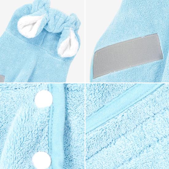 Pet Bath Wrap Super Absorbent Dog Towel with Bunny Ears Fast Drying Hooded Pet Robe for Dogs Cats Bath After Shower Grooming