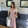 Irregularly Pleated Suspender Dress Women's Spring and Summer New Light Luxury Waist Thin Long Skirt
