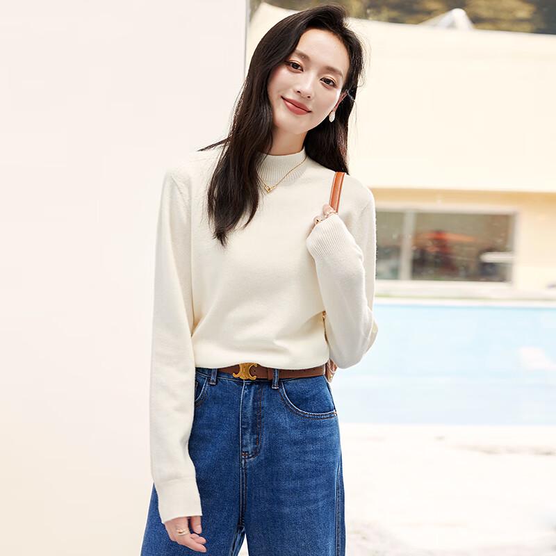 

VICTORIA&VERA Women s Cashmere Blend Mock Neck Sweater M