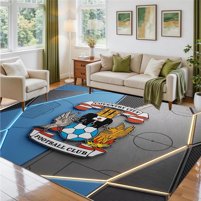Coventry City Football Design Crystal Velvet Rug Soft Decorative Mat for Bedroom Entrance