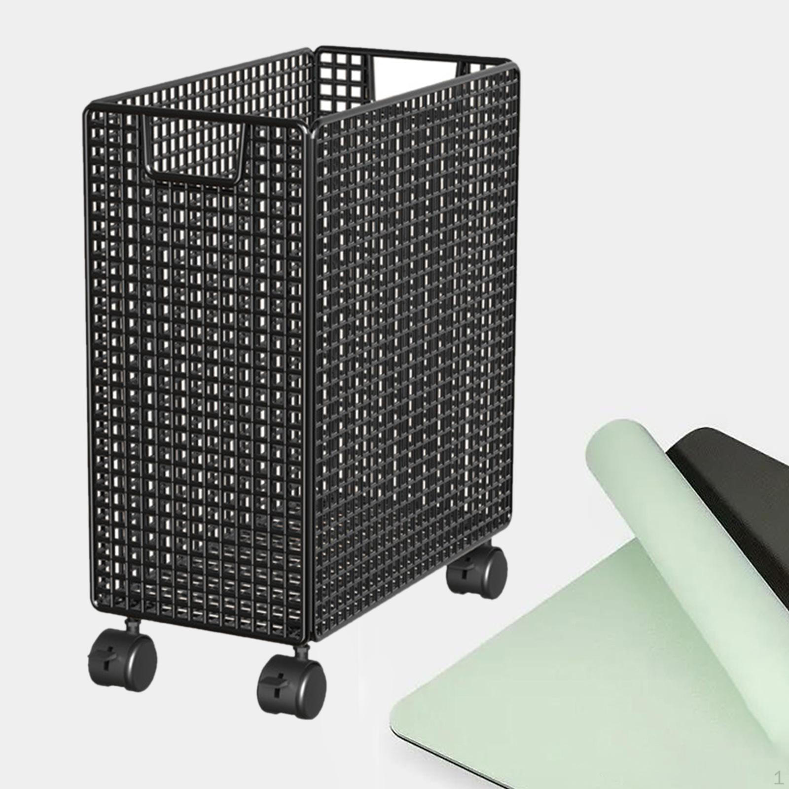 

Колесная корзина для хранения ковриков для йоги, колесная стойка для белья, тележка для домашнего спортзала для колледжа чёрный