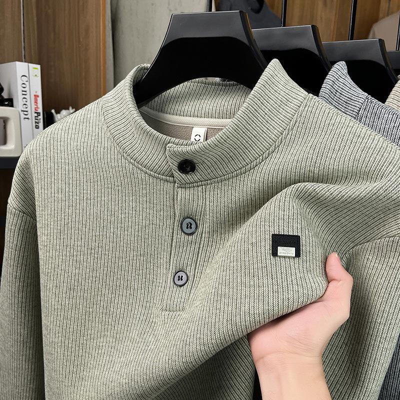 

Men s Wool Blend Half-High Collar Hoodie Sweater, Extra Thick for Autumn/Winter, Casual and Warm. XXL зелений