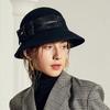 Zimowy francuski kapelusz fedora damski w stylu Hepburna – Elegancki retro filcowy kapelusz typu bucket