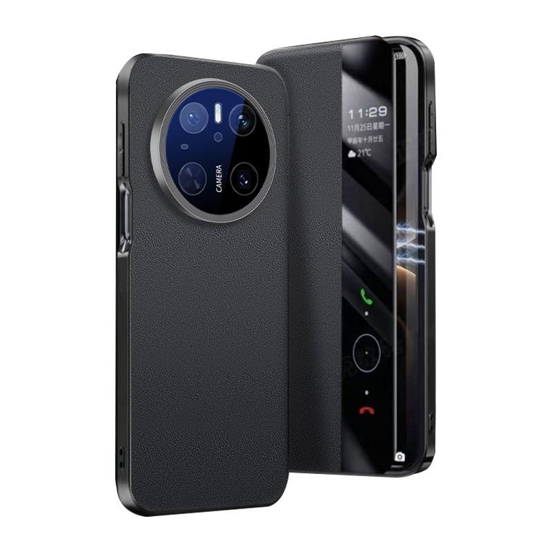 Magnetic Flip Case With Smart Window Mate 70 Pro Full Coverage Shockproof Genuine Leather Business Style