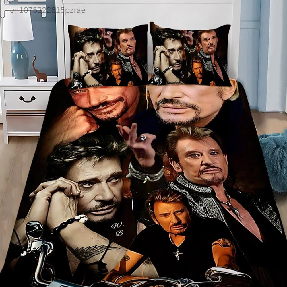 Rock Star Duvet Pillowcase Bedding Set Boy J-Johnny H-Hallyday Girl Bedroom Decoration Children Gift Single Double Large Size