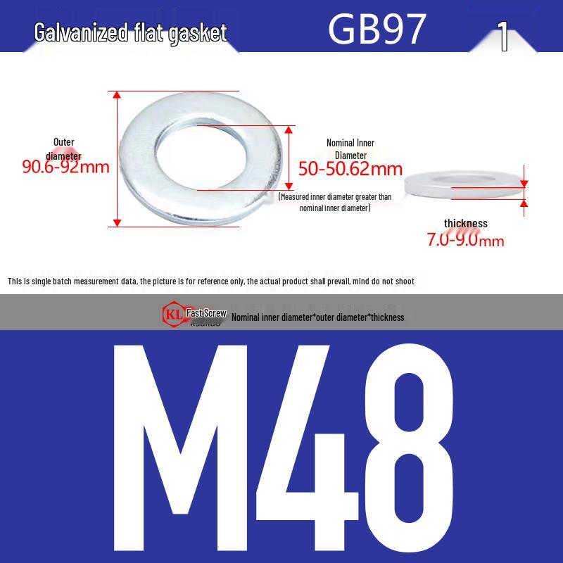 Galvanized Hex Nuts, Flat Washers, Spring Washers in M2-M48, Blue and White Zinc Coated