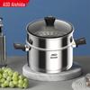 ASD 22cm 304 Stainless Steel Milk Steamer & Stew Pot