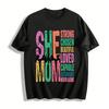 She Is Mom Letter Print Casual Tee Empowering Mom Graphic Top Pure Cotton T-shirt