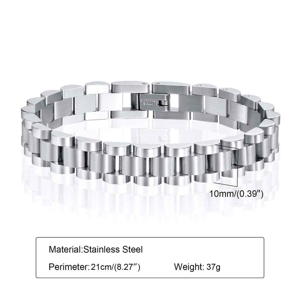 Vnox Stainless Steel Classic Watchband Bracelet For Women Men,Watch Straps Width Link Chain Bracelet Bangle,Unisex Hand Jewelry