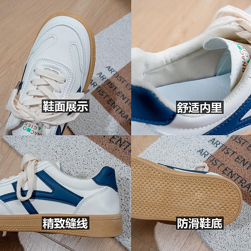 Dexun shoes women's lace-up sports niche 2025 spring new leather surface white shoes soft sole women's shoes casual sports board