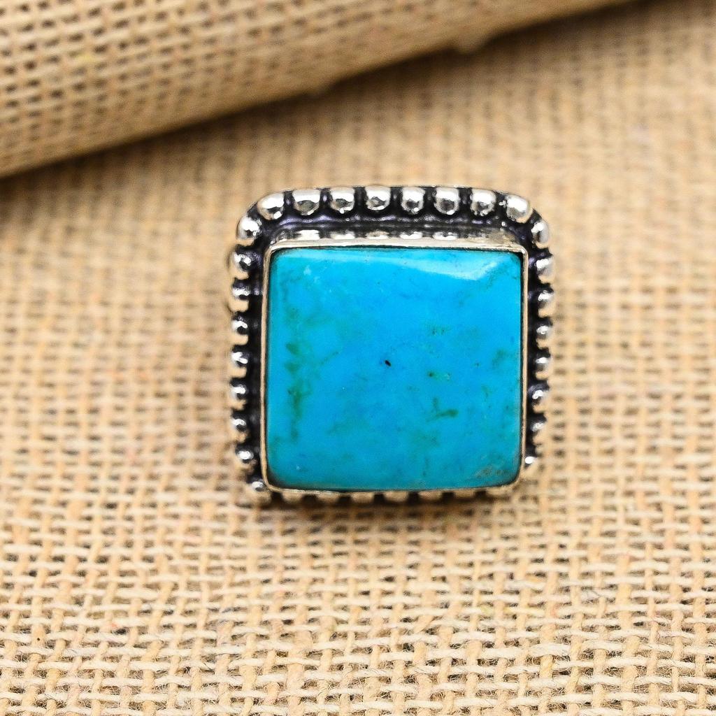 Dornröschen Türkis Edelstein handgemachter Schmuck 925 Sterling Silber Ring