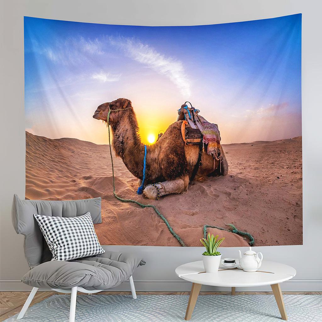 Animal Camel Tapestry Sunset Scenery Tapestry Desert Sunset Tapestry Home Living Room Bedroom Aesthetics Decoration Tapestries