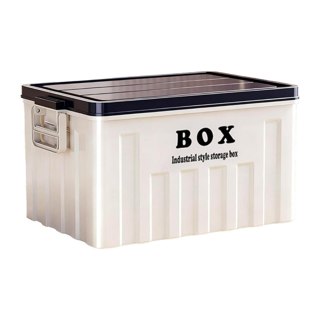 Lidded Storage Bin Utility Crate and Handles Storage Box with Lid Container for