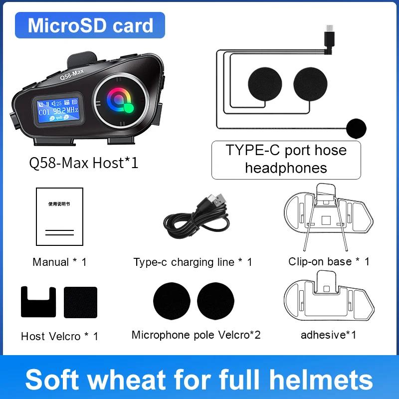 

Motorcycle Helmet Intercom Bluetooth Headset LED Lighting Dual 500M IP65 Rateddeep Waterproof Stereo FM Radio Interphone